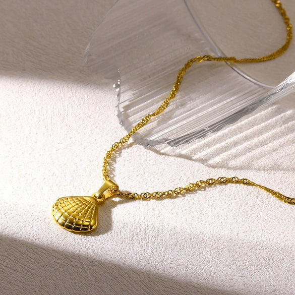 Wholesale Necklace Stainless Steel Titanium Steel Geometric Fanshaped Pendant Electroplated Women's