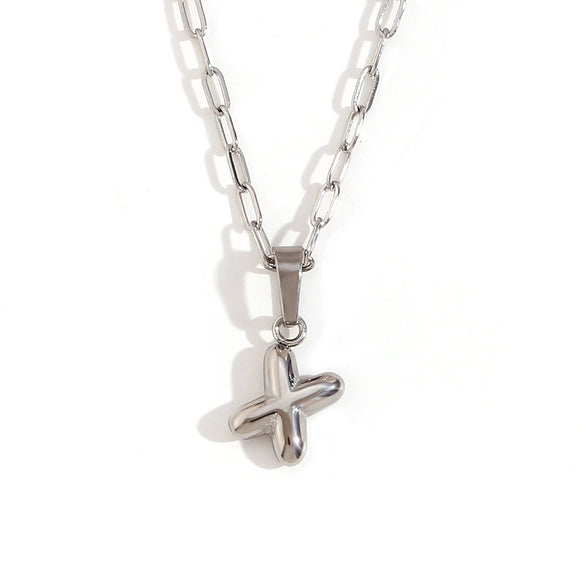 Wholesale Necklace Stainless Steel Titanium Steel Geometric Letter Electroplated