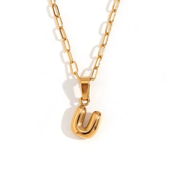 Wholesale Necklace Stainless Steel Titanium Steel Geometric Letter Electroplated