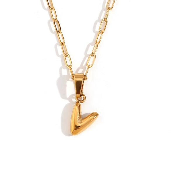 Wholesale Necklace Stainless Steel Titanium Steel Geometric Letter Electroplated