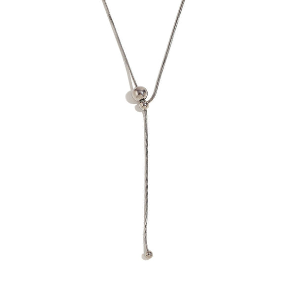 Wholesale Necklace Stainless Steel Titanium Steel Geometric Yshaped Electroplating Fashion Simple Drawstring Transfer Beads Clavicle Chain For Women