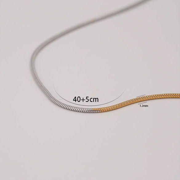 Wholesale Necklace Stainless Steel Titanium Steel Gold And Silver Stitching Color Gradient Snake Bone Chain Ushape Electroplating Unisex
