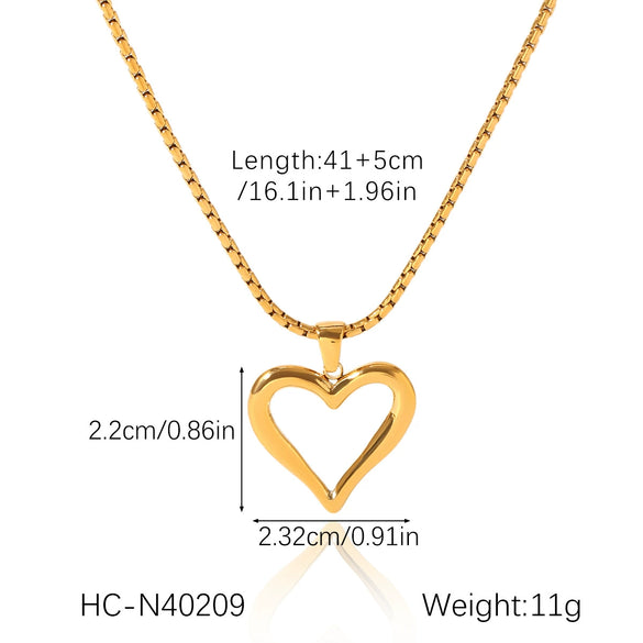 Wholesale Necklace Stainless Steel Titanium Steel Heart Geometric Ins Style 18K Goldplated
