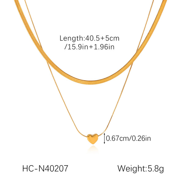 Wholesale Necklace Stainless Steel Titanium Steel Heart Geometric Ins Style 18K Goldplated