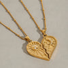 Wholesale Necklace Stainless Steel Titanium Steel Heart Shape Electroplating Design With Diamond Moon Star Half Love Beaded For Women