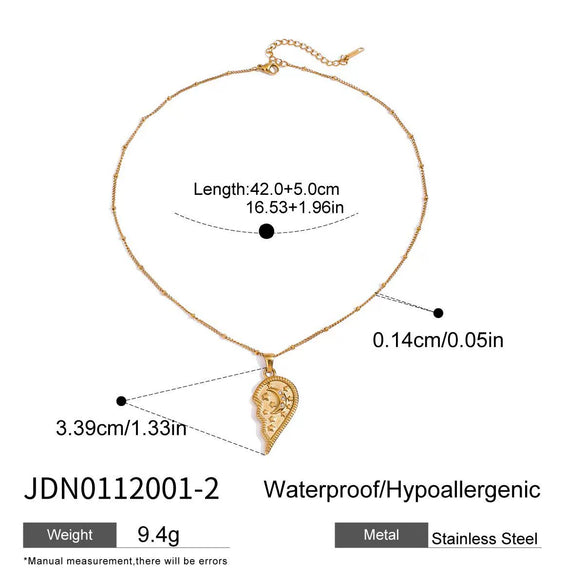 Wholesale Necklace Stainless Steel Titanium Steel Heart Shape Electroplating Design With Diamond Moon Star Half Love Beaded For Women