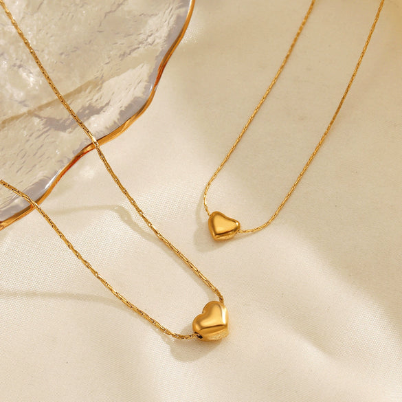 Wholesale Necklace Stainless Steel Titanium Steel Heartshaped Geometric Style Electroplated Women's
