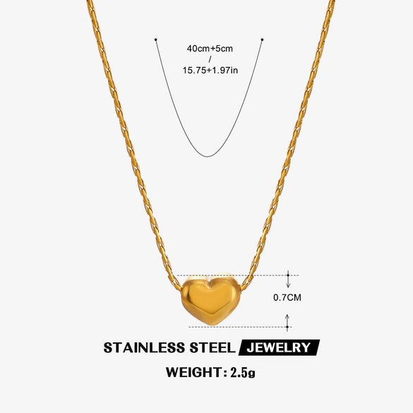 Wholesale Necklace Stainless Steel Titanium Steel Heartshaped Geometric Style Electroplated Women's
