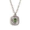 Wholesale Necklace Stainless Steel Titanium Steel 18K Gold Plated Geometric Oval Green Zircon Pendant Paper Clip Chain For Women