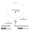 Wholesale Necklace Stainless Steel Titanium Steel Light Sapphire Blue Glass Zirconium Cross Diamond Pendant Snake Bone Chain Electroplating Geometric Light Luxury Style Women's