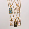 Wholesale Necklace Stainless Steel Titanium Steel Rectangular Pendant With Constellation Star Geometric Pattern Electroplating For Women