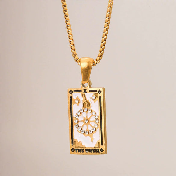 Wholesale Necklace Stainless Steel Titanium Steel Rectangular Pendant With Constellation Star Geometric Pattern Electroplating For Women