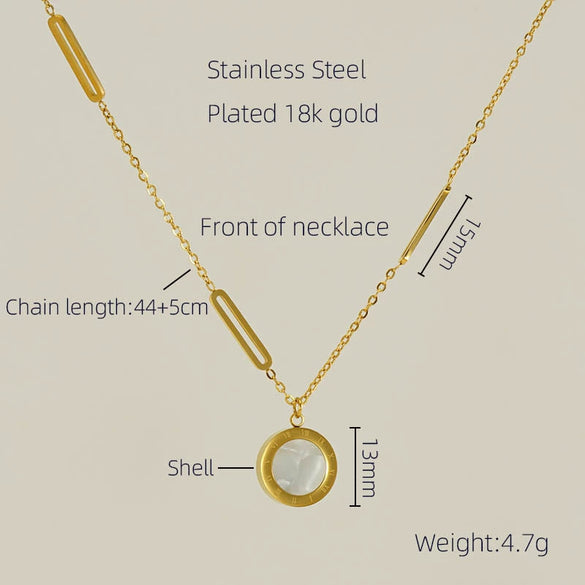 Wholesale Necklace Stainless Steel Titanium Steel Round Geometric Pendant Electroplated Simple Style Women's