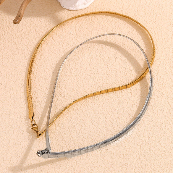 Wholesale Necklace Stainless Steel Titanium Steel Snake Bone Chain Geometric Pattern 18K Gold Plated For Women