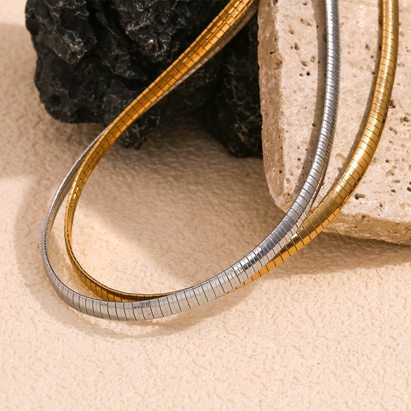 Wholesale Necklace Stainless Steel Titanium Steel Snake Bone Chain Geometric Pattern 18K Gold Plated For Women