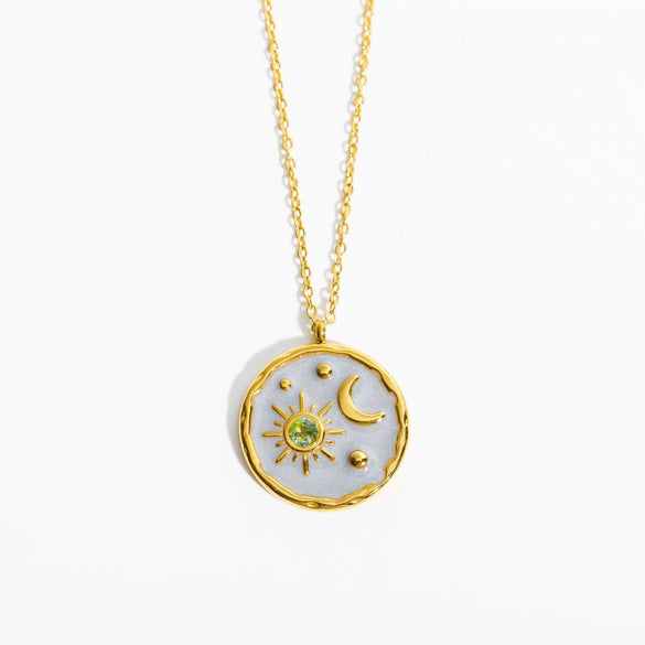 Wholesale Necklace Stainless Steel Titanium Steel Star Moon Geometric Twelve Constellations Dripping Oil Style For Women