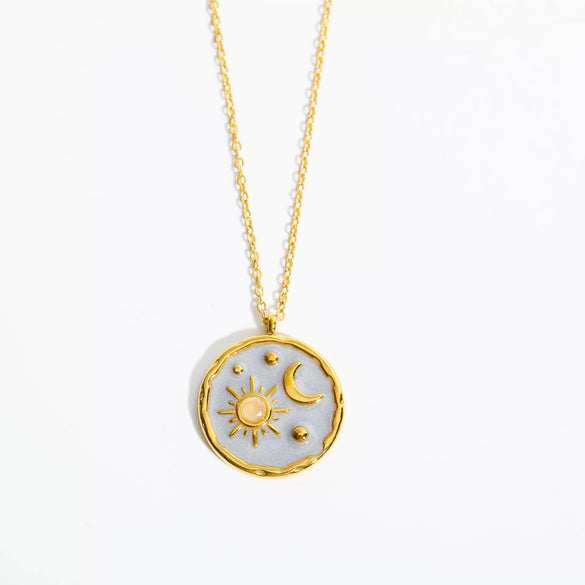Wholesale Necklace Stainless Steel Titanium Steel Star Moon Geometric Twelve Constellations Dripping Oil Style For Women
