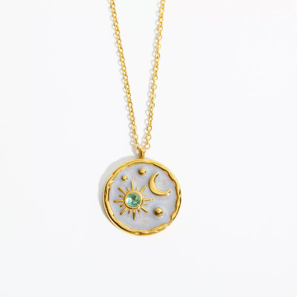 Wholesale Necklace Stainless Steel Titanium Steel Star Moon Geometric Twelve Constellations Dripping Oil Style For Women