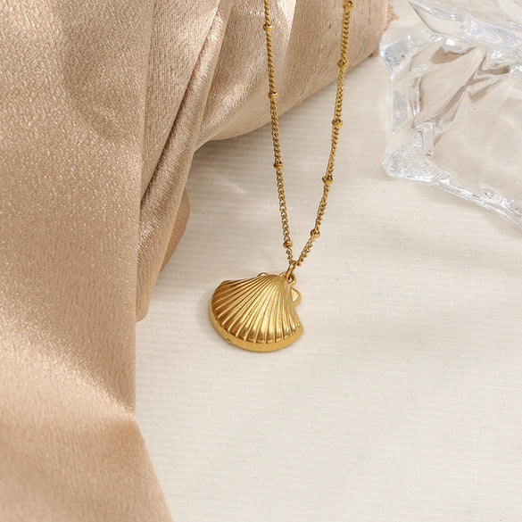 Wholesale Necklace Stainless Steel Titanium Steel Versatile Ocean Series Shell Pendant Electroplating Women's