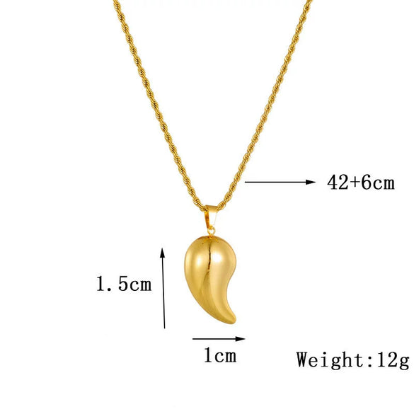 Wholesale Necklace Stainless Steel Twist Chain Water Drop Pendant Retro Punk Electroplating