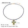 Wholesale Necklace Stainless Steel Wax Cord Geometric Cross Set Zircon Electroplated For Women