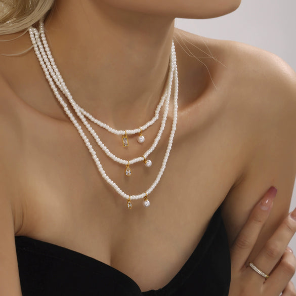 Wholesale Necklace Stainless Steel Zircon Light Luxury Geometric Heart Pendant For Women Electroplated