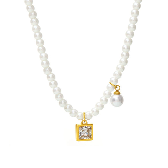 Wholesale Necklace Stainless Steel Zircon Light Luxury Geometric Heart Pendant For Women Electroplated