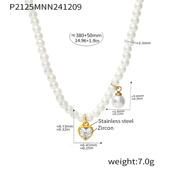 Wholesale Necklace Stainless Steel Zircon Light Luxury Geometric Heart Pendant For Women Electroplated