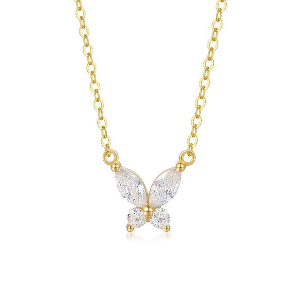 Wholesale Necklace 925 Sterling Silver Butterfly Zircon Inlaid Light Luxury Animal Style