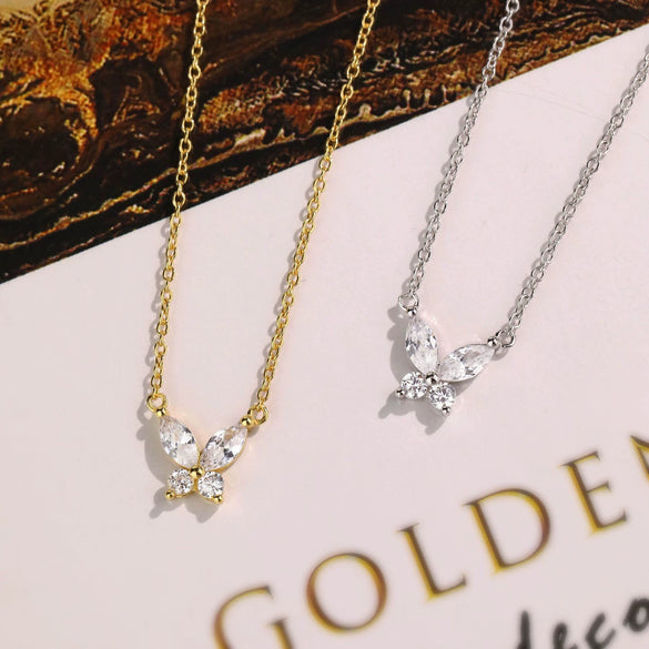 Wholesale Necklace 925 Sterling Silver Butterfly Zircon Inlaid Light Luxury Animal Style