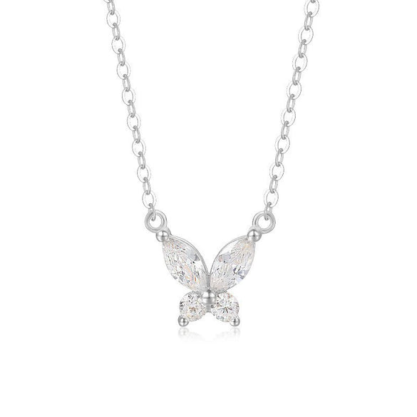 Wholesale Necklace 925 Sterling Silver Butterfly Zircon Inlaid Light Luxury Animal Style