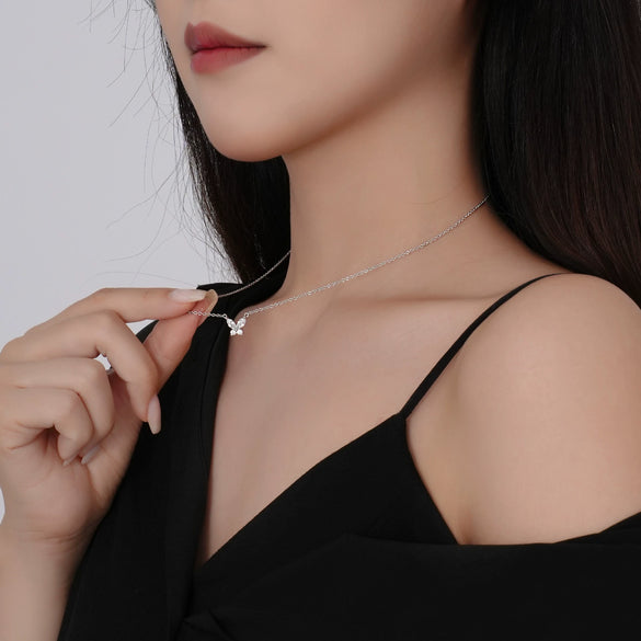Wholesale Necklace 925 Sterling Silver Butterfly Zircon Inlaid Light Luxury Animal Style