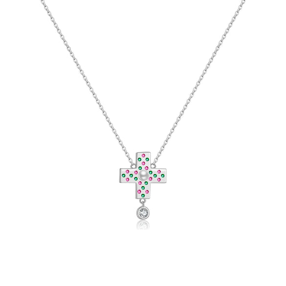 Wholesale Necklace 925 Sterling Silver Cross Zircon Electroplated Geometric Design For Women