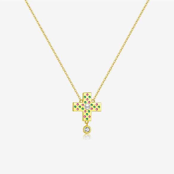 Wholesale Necklace 925 Sterling Silver Cross Zircon Electroplated Geometric Design For Women
