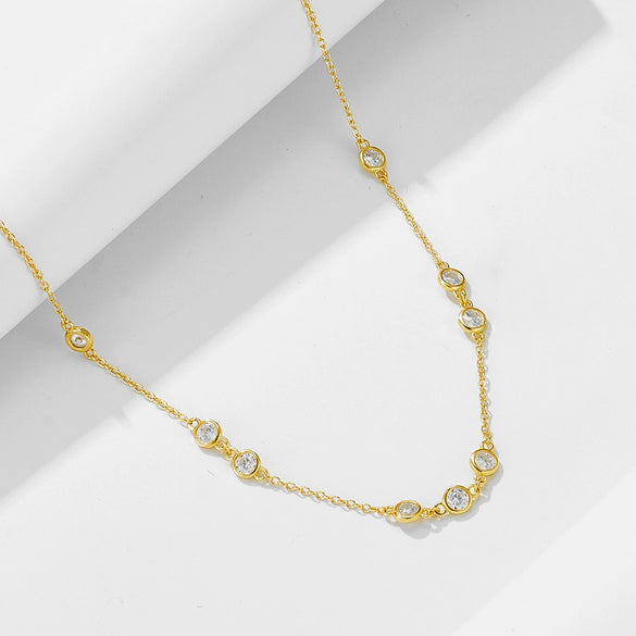 Wholesale Necklace 925 Sterling Silver Geometric Diamond Stacked Design For Women