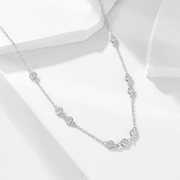 Wholesale Necklace 925 Sterling Silver Geometric Diamond Stacked Design For Women
