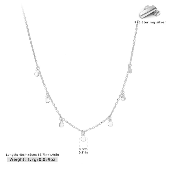 Wholesale Necklace 925 Sterling Silver Geometric Disc Electroplated O Word Chain For Women