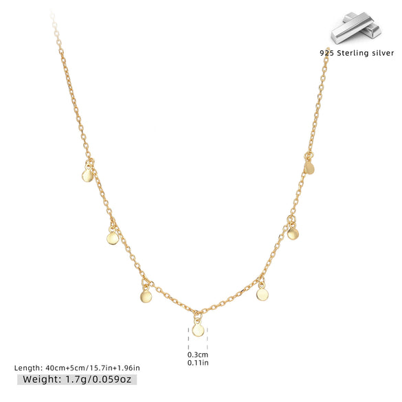 Wholesale Necklace 925 Sterling Silver Geometric Disc Electroplated O Word Chain For Women