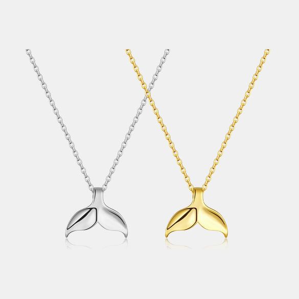 Wholesale Necklace 925 Sterling Silver Geometric Fishtail Design Platinum 18K Gold Plated Diamond Pendant