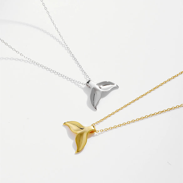 Wholesale Necklace 925 Sterling Silver Geometric Fishtail Design Platinum 18K Gold Plated Diamond Pendant