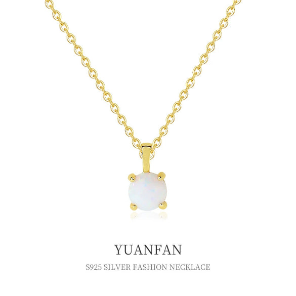 Wholesale Necklace 925 Sterling Silver Geometric Fourclaw Opal Electroplated Women's