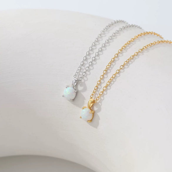 Wholesale Necklace 925 Sterling Silver Geometric Fourclaw Opal Electroplated Women's
