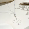 Wholesale Necklace 925 Sterling Silver Geometric Heart Long Tassel Electroplated Platinum 18K Gold Unisex