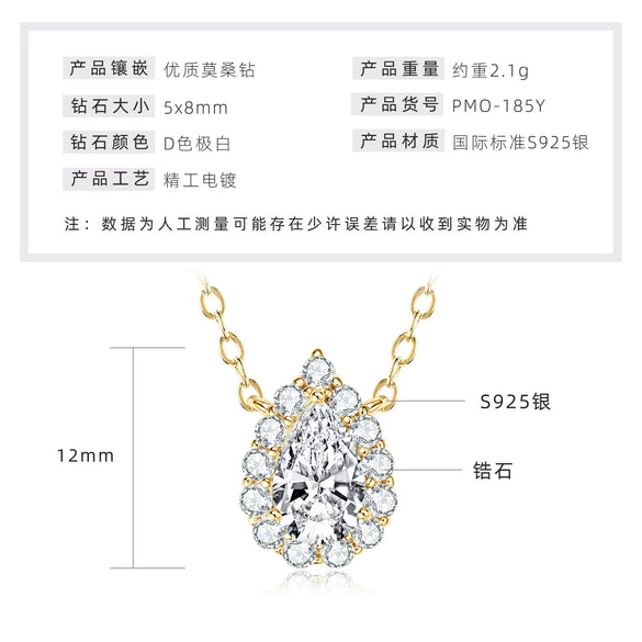 Wholesale Necklace 925 Sterling Silver Geometric Pendant Set With Diamonds Minimalist Style For Women
