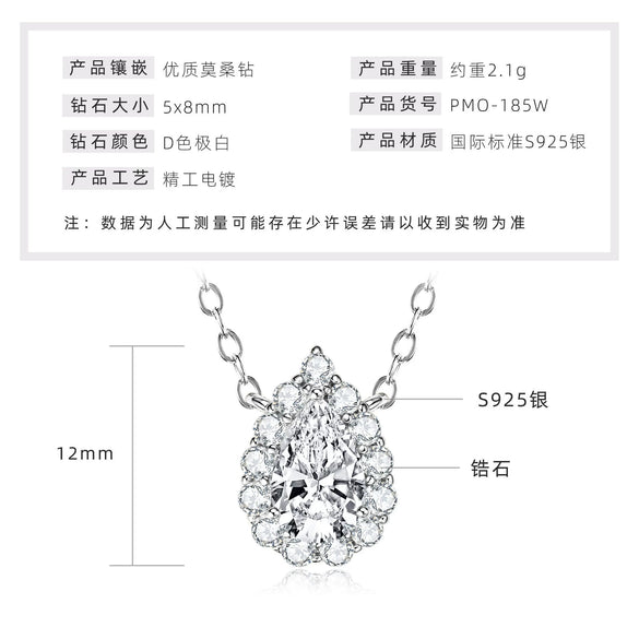 Wholesale Necklace 925 Sterling Silver Geometric Pendant Set With Diamonds Minimalist Style For Women