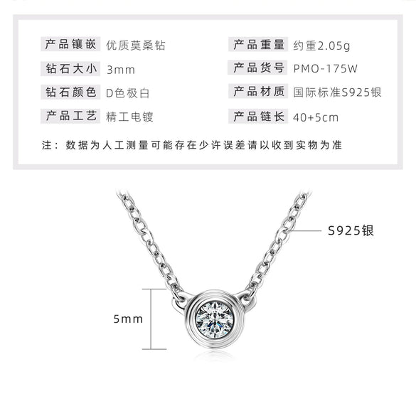 Wholesale Necklace 925 Sterling Silver Geometric Pendant Set With Diamonds Minimalist Style For Women