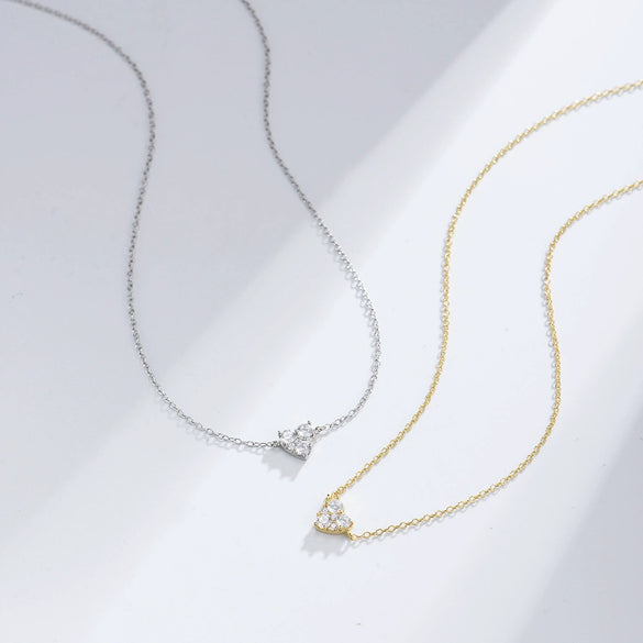 Wholesale Necklace 925 Sterling Silver Heartshaped Diamond Zircon Women's Fashion Cross Chain