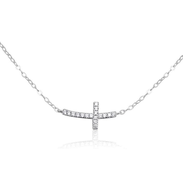 Wholesale Necklace 925 Sterling Silver Horizontal Cross Inlaid Zircon Geometric Style For Women