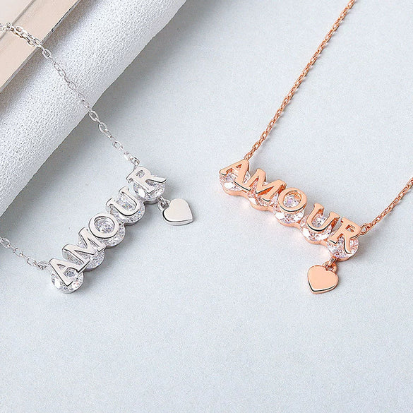 Wholesale Necklace 925 Sterling Silver Letter Pendant Electroplating For Female And Couple