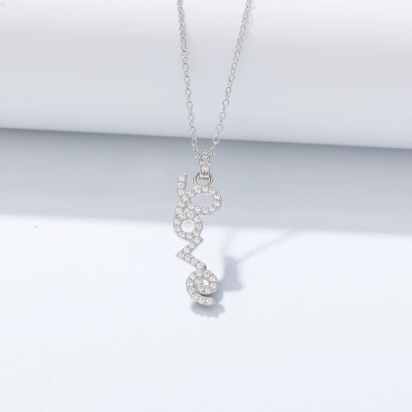 Wholesale Necklace 925 Sterling Silver Love Letter Pendant Cross Chain Micro Inlaid Zircon Light Luxury Romantic For Women